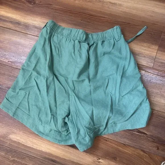 Universal Thread Green Linen Blend Paperbag Shorts Women’s Size Small - Picture 4 of 5